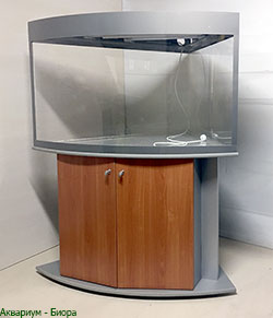 угловой аквариум на 400 л. в кабинет серебреный с вишней